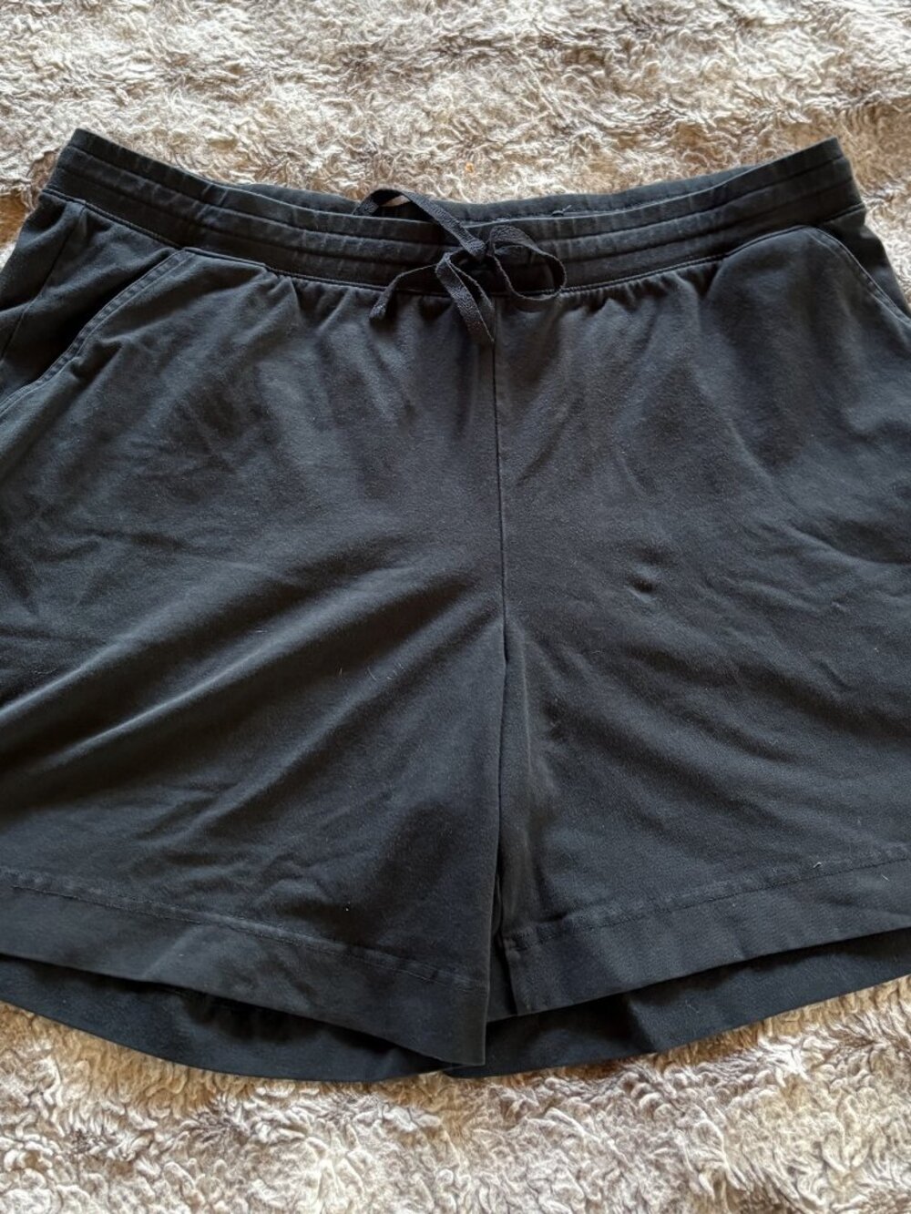 Karen Scott Sport Women's Elastc Waist Shorts, 6" Inseam, Black, Size XL